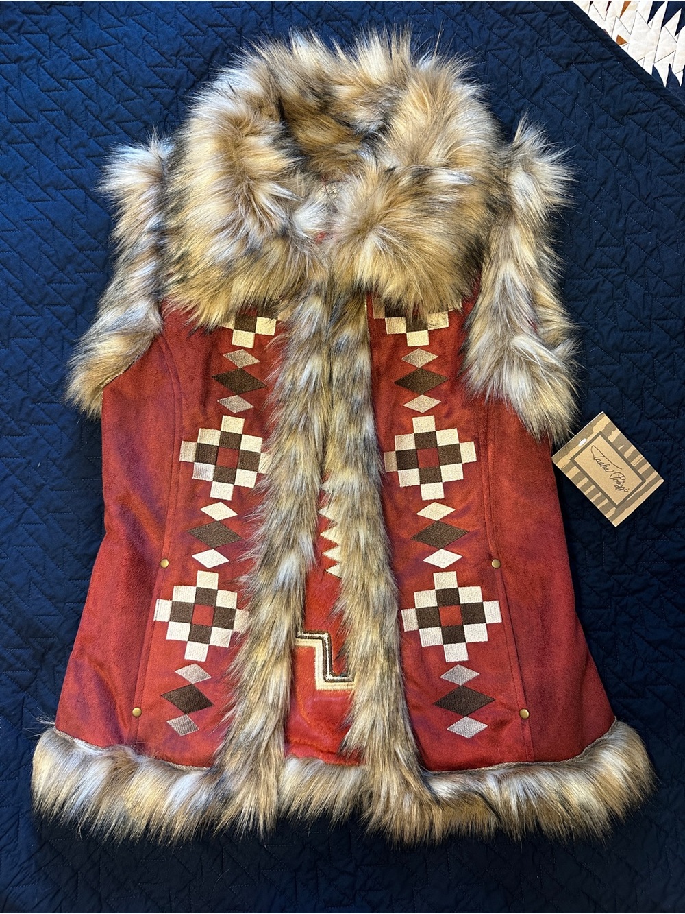 Tasha Polizzi Rust Suede & Fur Vest
